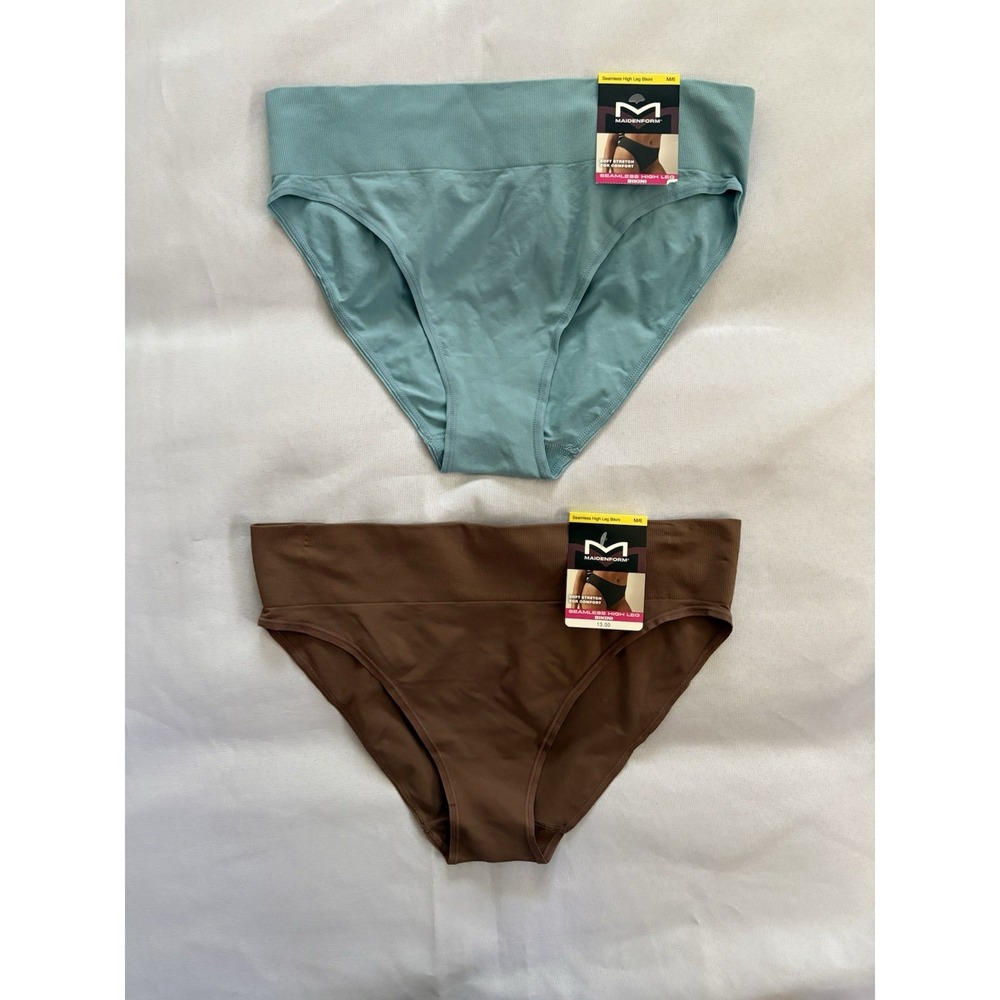 NEW Maidenform Seamless High Leg Bikini Panty Women's Size Medium 2 Pair DM2317